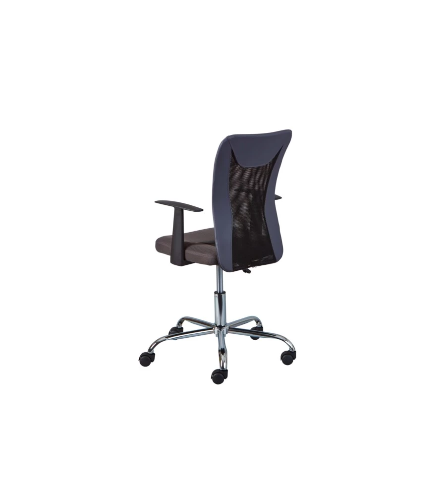 POLTRONCINA UFFICIO NERA CON BRACCIOLI E RUOTE, 55X54,5X85-95 CM